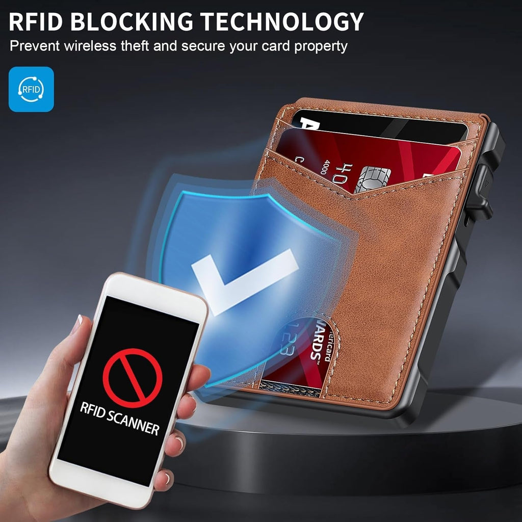 Men's Simple Bifold  Pop Up Aluminum Wallet