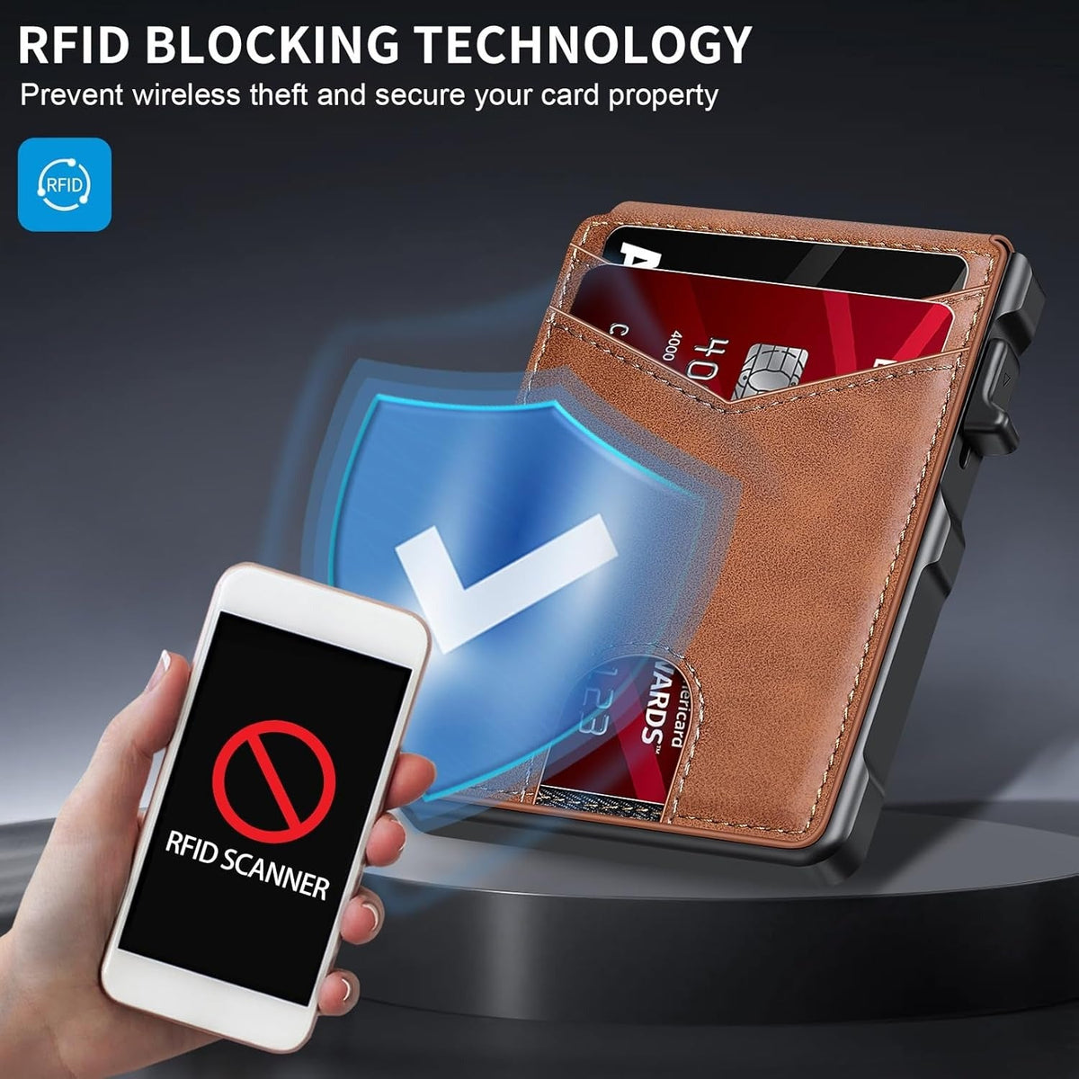 Men's Simple Bifold  Pop Up Aluminum Wallet