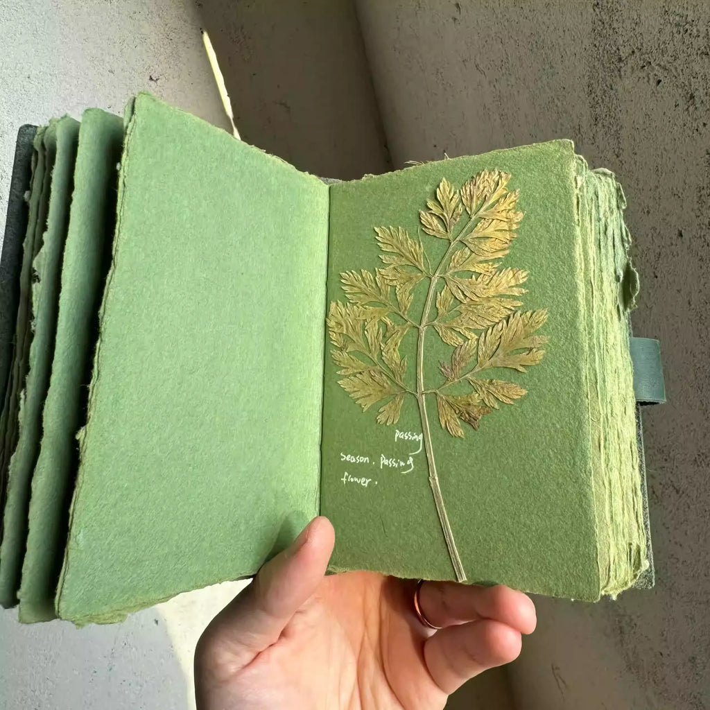 Handmade DIY Green Paper Journal