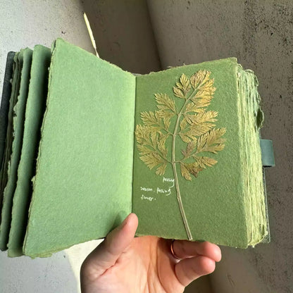 Handmade DIY Green Paper Journal