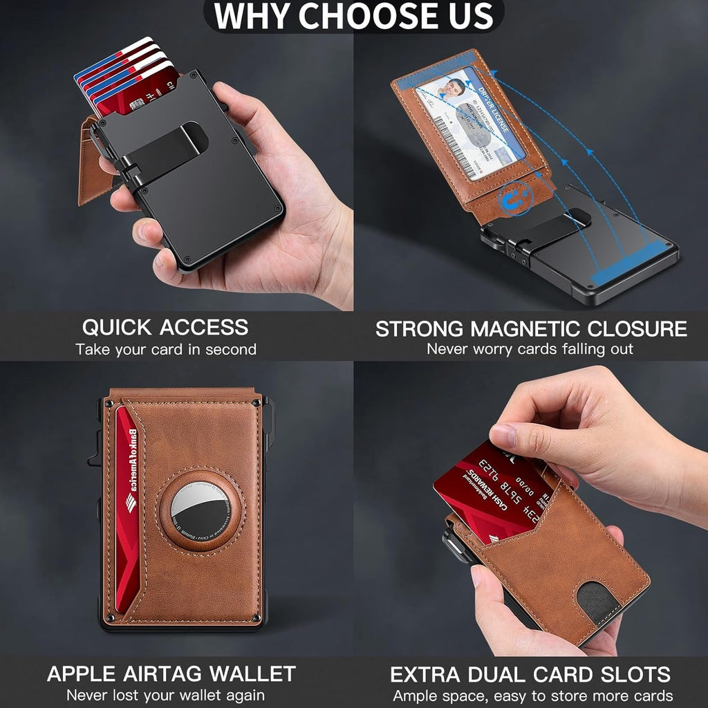 Men's Simple Bifold  Pop Up Aluminum Wallet