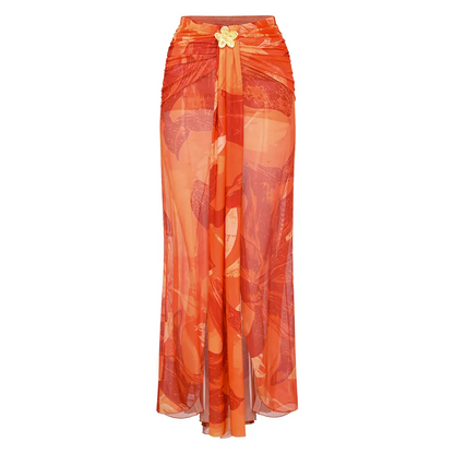 Orange Lily Print Swimsuit