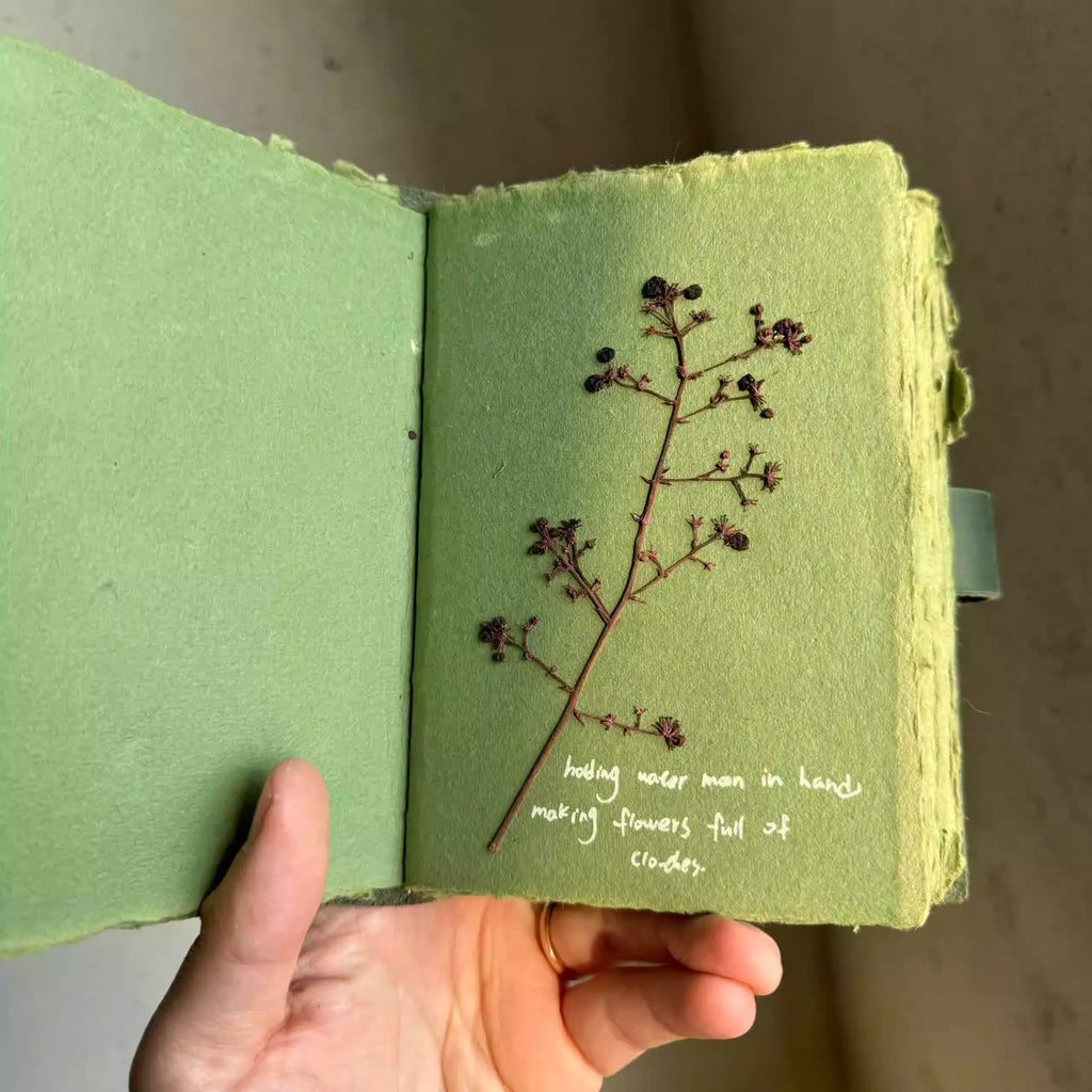 Handmade DIY Green Paper Journal