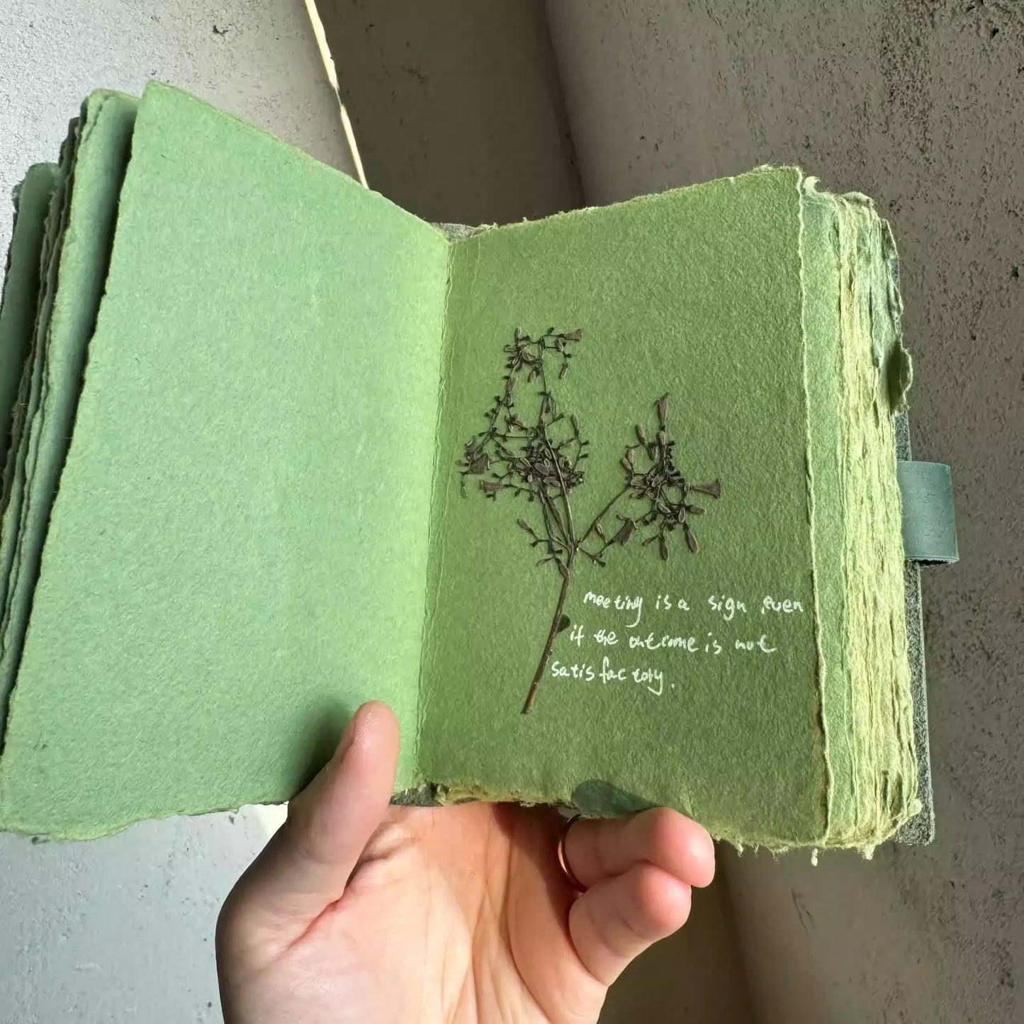 Handmade DIY Green Paper Journal